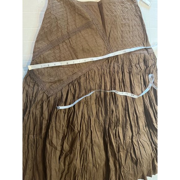 NWT- Boho Brown Crinkle maxi Skirt Size 12 fashion bug100% Cotton Made In India - Picture 11 of 12